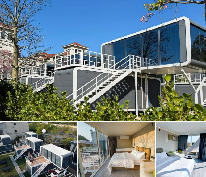 Custom modular interior with large windows